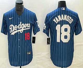 Men's Los Angeles Dodgers #18 Yoshinobu Yamamoto Number Blue Pinstripe Cool Base Stitched Baseball Jersey1,We sell and wholesale Men's Los Angeles Dodgers #18 Yoshinobu Yamamoto Number Blue Pinstripe Cool Base Stitched Baseball Jersey1 on line form chian!